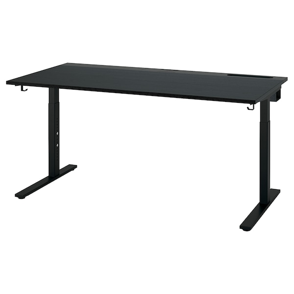 IKEA MITTZON desk, black stained ash veneer/black, 63x31 1/2 in Black Stained Ash Veneer / Black, Ikea Ireland | 7293RYLXV