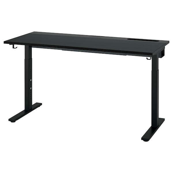 IKEA MITTZON desk, black stained ash veneer/black, 55 1/8x23 5/8 in Black Stained Ash Veneer / Black, Ikea Ireland | 0217RBQMP