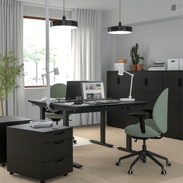 IKEA MITTZON desk, black stained ash veneer/black, 47 1/4x23 5/8 in Black Stained Ash Veneer / Black, Ikea Ireland | 0789QVDIK