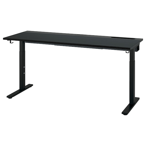 IKEA MITTZON desk, black stained ash veneer/black, 63x23 5/8 in Black Stained Ash Veneer / Black, Ikea Ireland | 3805ZLOUH