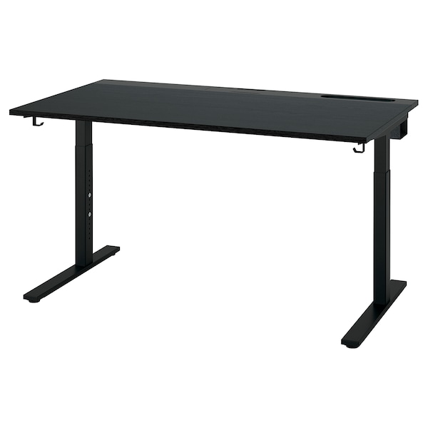 IKEA MITTZON desk, black stained ash veneer/black, 55 1/8x31 1/2 in Black Stained Ash Veneer / Black, Ikea Ireland | 3947HNUXK