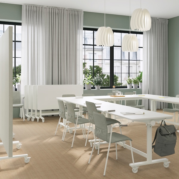 IKEA MITTZON foldable table with castors, 55 1/8x27 1/2 in White, Ikea Ireland | 2753HWJBX