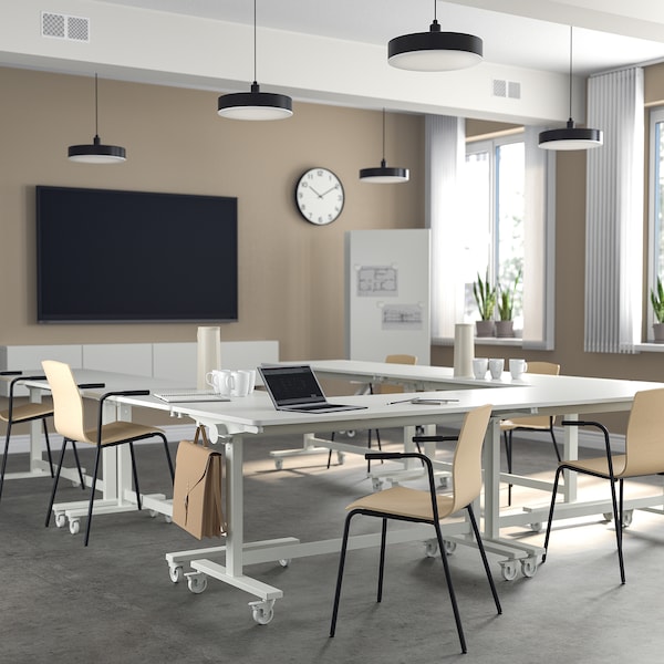 IKEA MITTZON foldable table with castors, 55 1/8x27 1/2 in White, Ikea Ireland | 2753HWJBX