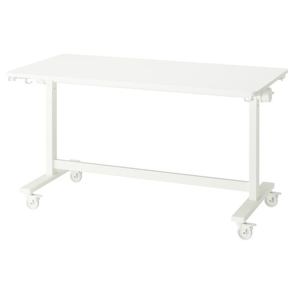 IKEA MITTZON foldable table with castors, 55 1/8x27 1/2 in White, Ikea Ireland | 2753HWJBX