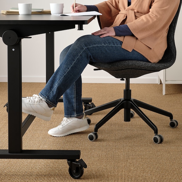 IKEA MITTZON foldable table with castors, 55 1/8x27 1/2 in Black, Ikea Ireland | 8261EXSIM
