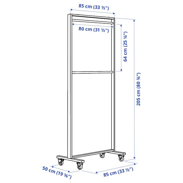 IKEA MITTZON frame w cstrs/clths rail/disp shlf, 33 1/2x80 3/4 in White, Ikea Ireland | 1067NIRHU
