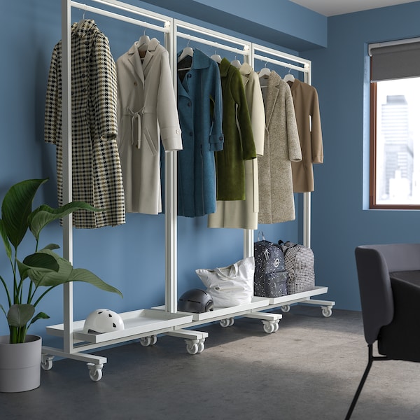 IKEA MITTZON frame w cstrs/clths rail/disp shlf, 33 1/2x80 3/4 in White, Ikea Ireland | 5710RUHGX