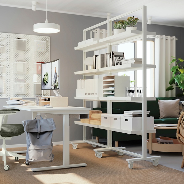 IKEA MITTZON frame with castors/display shelf, 33 1/2x80 3/4 in White, Ikea Ireland | 7614SMBAD