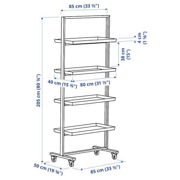 IKEA MITTZON frame with castors/display shelf, 33 1/2x80 3/4 in White, Ikea Ireland | 7614SMBAD