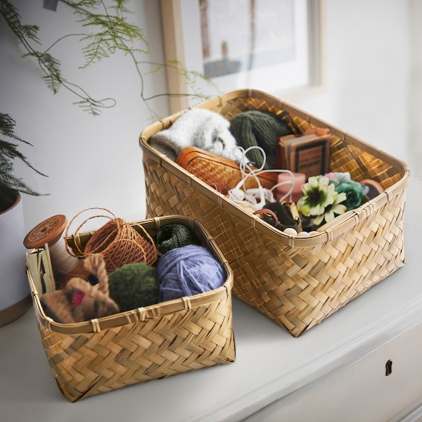 IKEA MJÖLKKANNA basket, bamboo, 9 ¾x13 ¾x7 in, Ikea Ireland | 7415SOWGH
