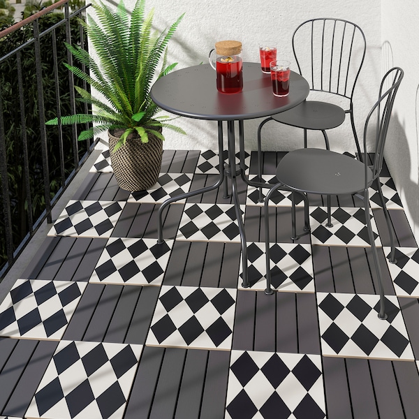 IKEA MÄLLSTEN decking, outdoor, indoor/outdoor, 9 sq feet, 9 pack Black / White, Ikea Ireland | 2046WCIBH