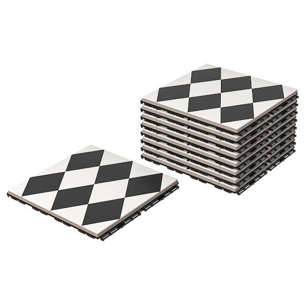 IKEA MÄLLSTEN decking, outdoor, indoor/outdoor, 9 sq feet, 9 pack Black / White, Ikea Ireland | 2046WCIBH