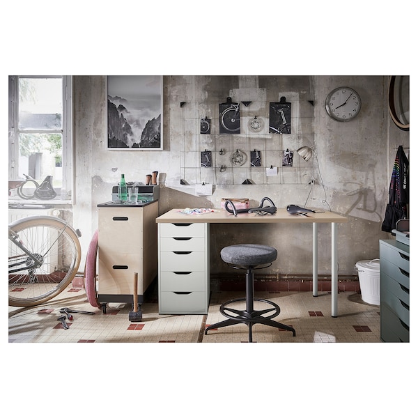 IKEA MÅLSKYTT / ALEX desk, 55 1/8x23 5/8 in Birch / White, Ikea Ireland | 9063FJCZG