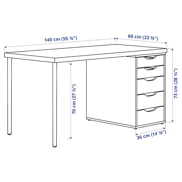 IKEA MÅLSKYTT / ALEX desk, 55 1/8x23 5/8 in Birch / White, Ikea Ireland | 9063FJCZG