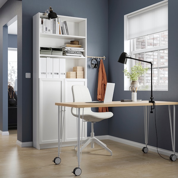 IKEA MÅLSKYTT / KRILLE desk, 55 1/8x23 5/8 in Birch / White, Ikea Ireland | 6341UXFKC