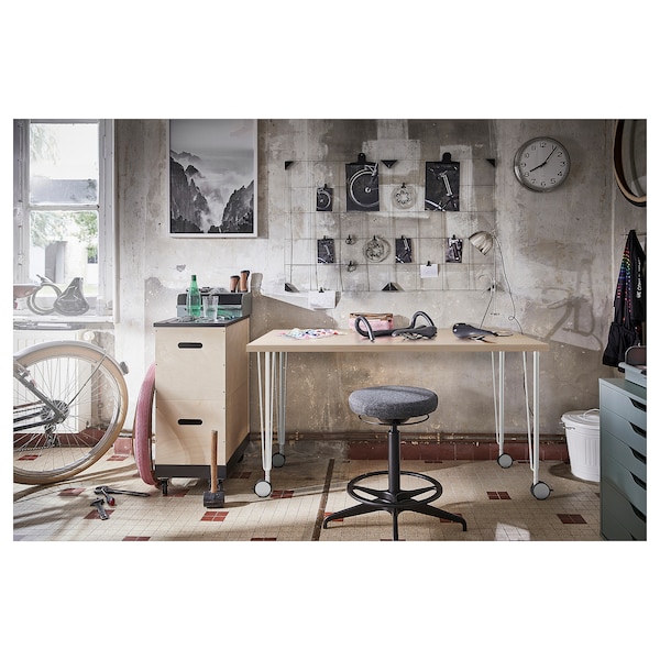 IKEA MÅLSKYTT / KRILLE desk, 55 1/8x23 5/8 in Birch / White, Ikea Ireland | 6341UXFKC