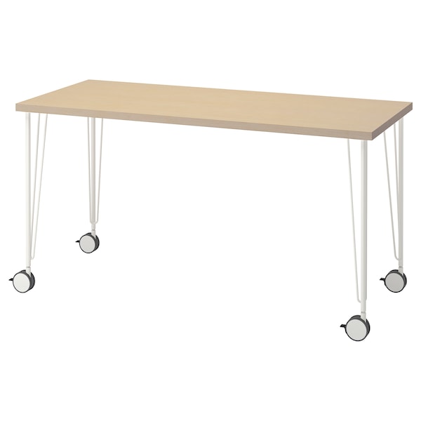 IKEA MÅLSKYTT / KRILLE desk, 55 1/8x23 5/8 in Birch / White, Ikea Ireland | 6341UXFKC