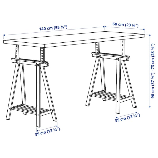 IKEA MÅLSKYTT / MITTBACK desk, 55 1/8x23 5/8 in Birch, Ikea Ireland | 7960SVBEL