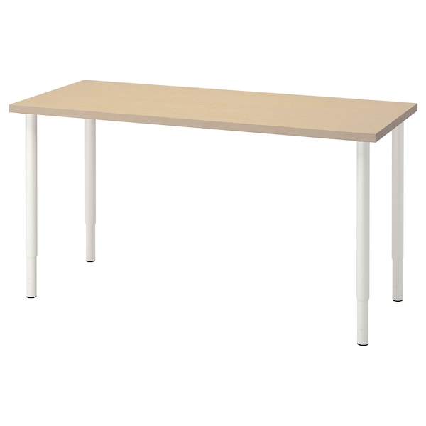 IKEA MÅLSKYTT / OLOV desk, 55 1/8x23 5/8 in Birch / White, Ikea Ireland | 7432XWZUJ