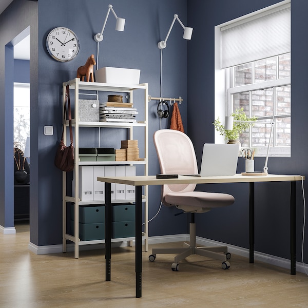 IKEA MÅLSKYTT / OLOV desk, 55 1/8x23 5/8 in Birch / Black, Ikea Ireland | 2165YPFXL