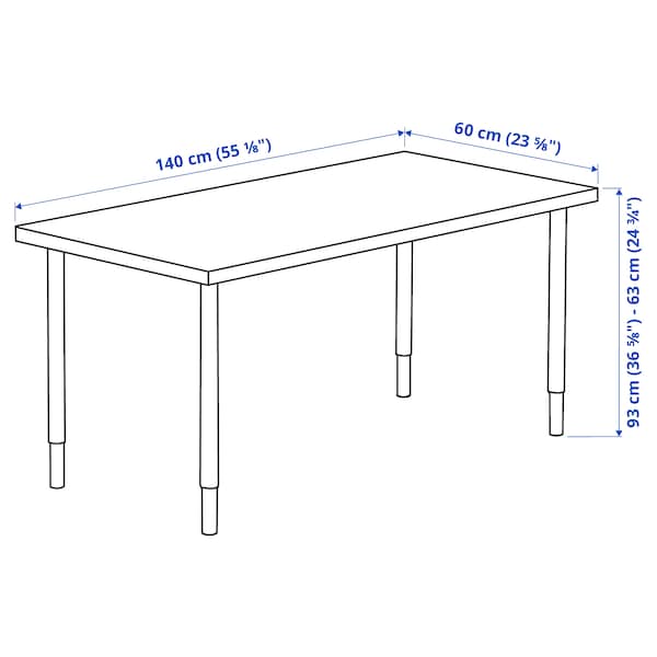 IKEA MÅLSKYTT / OLOV desk, 55 1/8x23 5/8 in Birch / Black, Ikea Ireland | 2165YPFXL