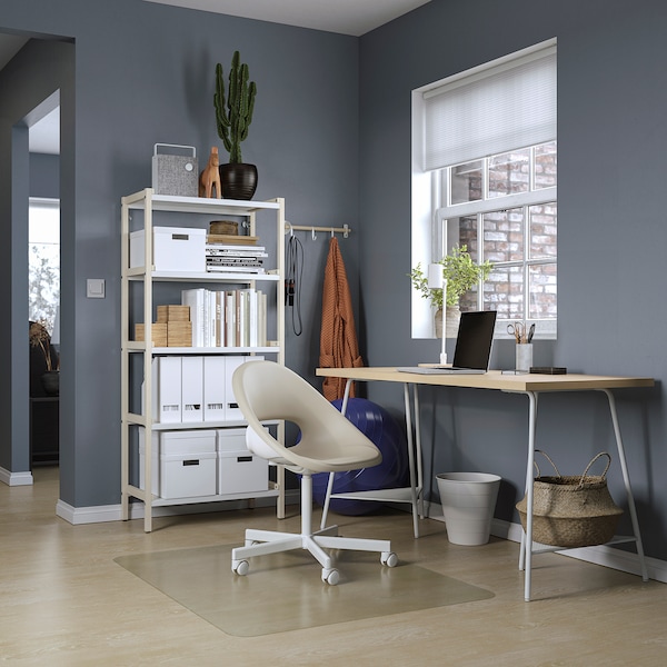 IKEA MÅLSKYTT / TILLSLAG desk, 55 1/8x23 5/8 in Birch / White, Ikea Ireland | 3168KVMFR