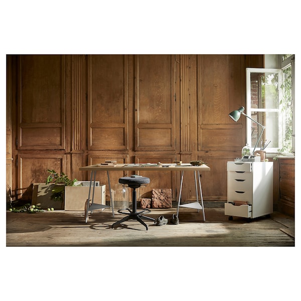 IKEA MÅLSKYTT / TILLSLAG desk, 55 1/8x23 5/8 in Birch / White, Ikea Ireland | 3168KVMFR