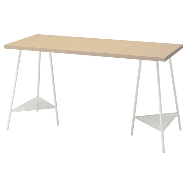 IKEA MÅLSKYTT / TILLSLAG desk, 55 1/8x23 5/8 in Birch / White, Ikea Ireland | 3168KVMFR