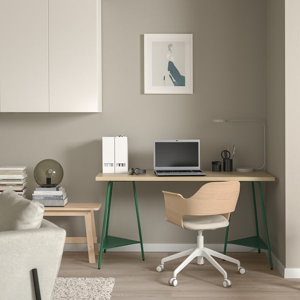 IKEA MÅLSKYTT / TILLSLAG desk, 55 1/8x23 5/8 in Birch / Green, Ikea Ireland | 2405GCNMK
