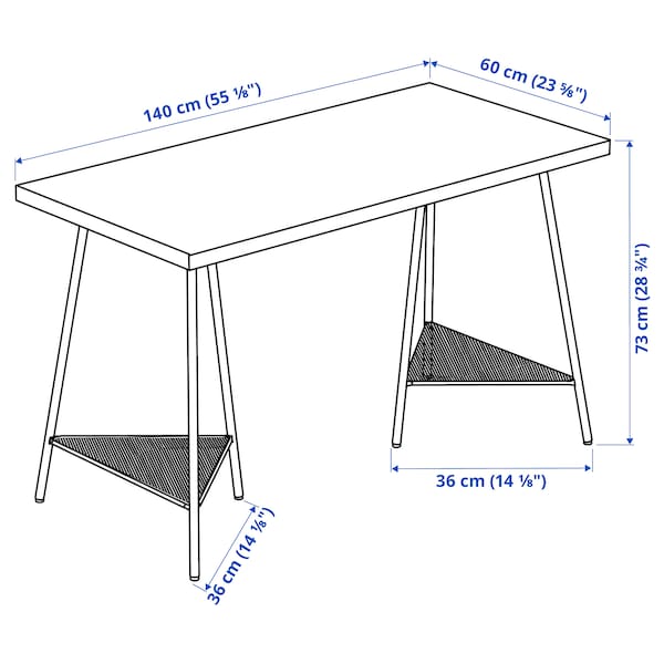 IKEA MÅLSKYTT / TILLSLAG desk, 55 1/8x23 5/8 in Birch / Green, Ikea Ireland | 2405GCNMK