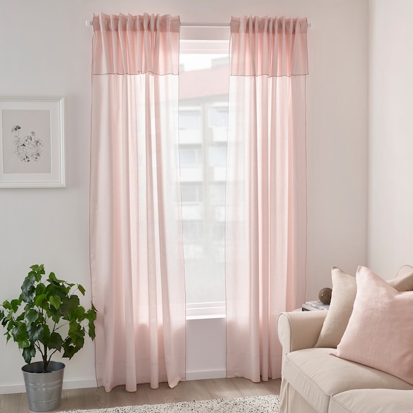 IKEA MOALISA curtains, 1 pair, 57x98 in Pale Pink / Pink, Ikea Ireland | 1769ATNEO