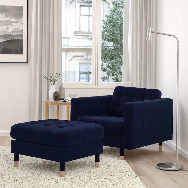 IKEA MORABO ottoman Djuparp Dark Blue / Wood, Ikea Ireland | 0517ROLVF