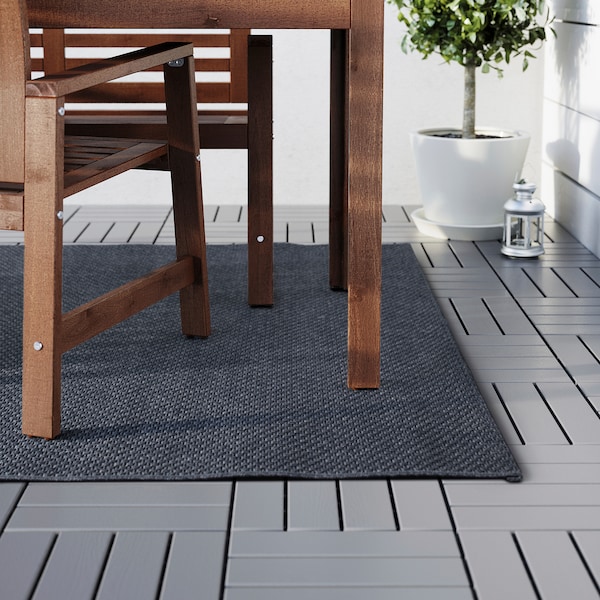 IKEA MORUM Rug flatwoven, in/outdoor, indoor/outdoor dark gray, 5 ' 3 inx7 ' 7 in Dark Gray, Ikea Ireland | 7809RWOVL