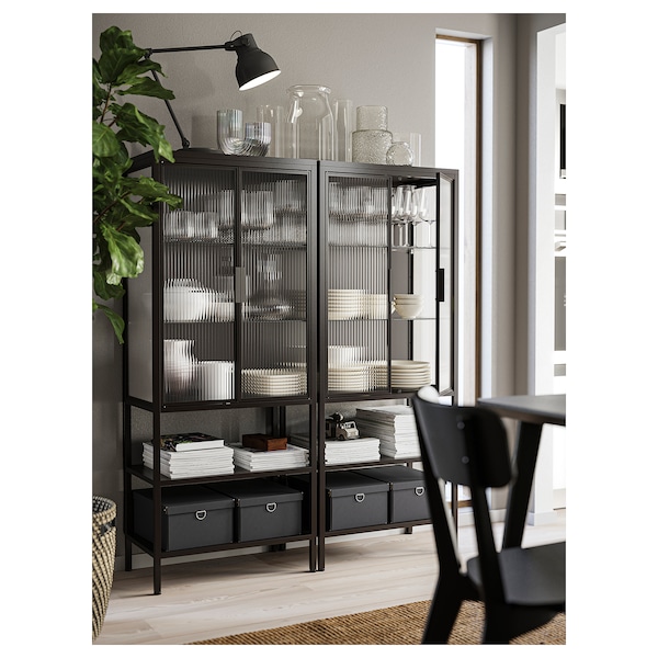 IKEA MOSSJÖN glass-door cabinet with 2 doors, anthracite, 23 5/8x13 3/8x57 1/2 in, Ikea Ireland | 2314RGOVK