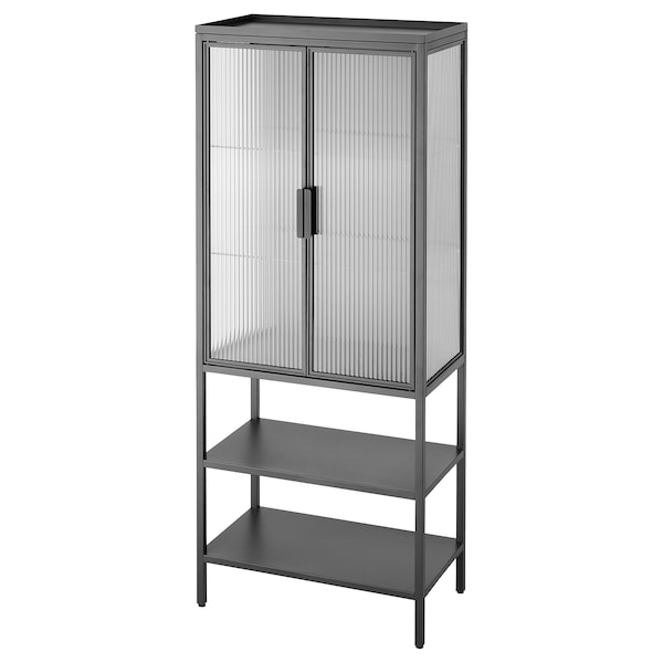IKEA MOSSJÖN glass-door cabinet with 2 doors, anthracite, 23 5/8x13 3/8x57 1/2 in, Ikea Ireland | 2314RGOVK