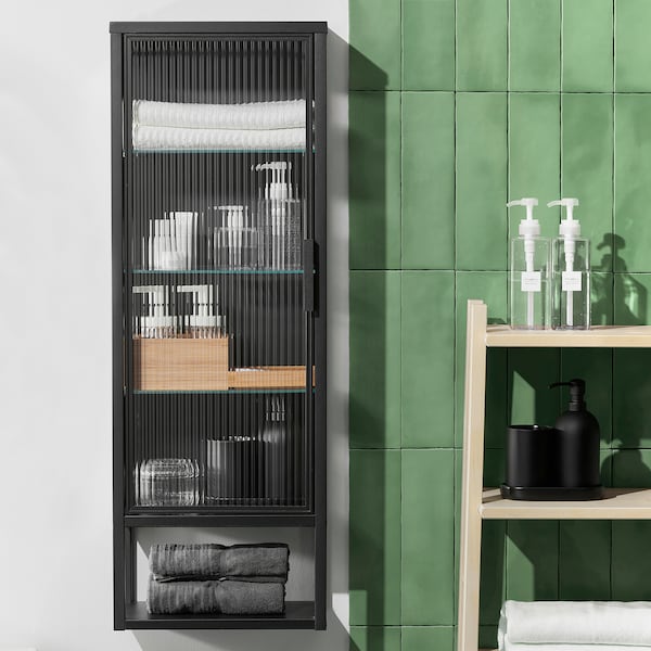 IKEA MOSSJÖN wall cabinet w shelves/glass door, anthracite, 14 1/8x7 1/8x40 1/8 in, Ikea Ireland | 7046NELWI