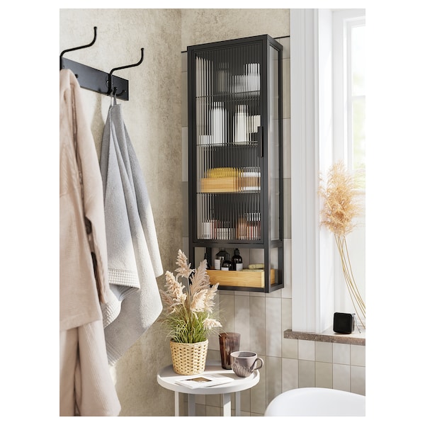 IKEA MOSSJÖN wall cabinet w shelves/glass door, anthracite, 14 1/8x7 1/8x40 1/8 in, Ikea Ireland | 7046NELWI