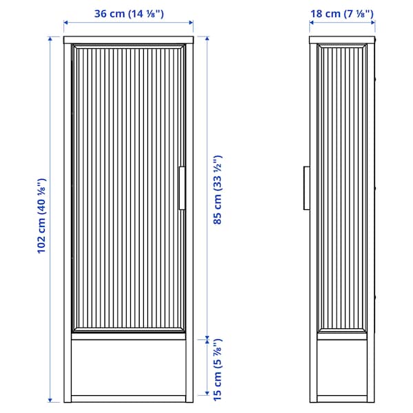 IKEA MOSSJÖN wall cabinet w shelves/glass door, anthracite, 14 1/8x7 1/8x40 1/8 in, Ikea Ireland | 7046NELWI