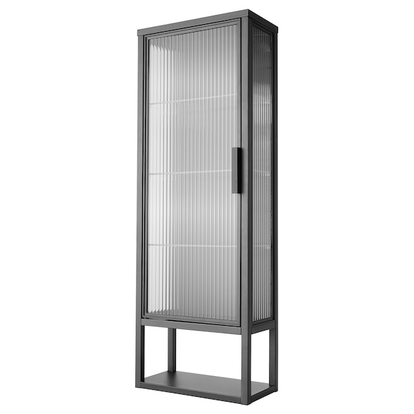 IKEA MOSSJÖN wall cabinet w shelves/glass door, anthracite, 14 1/8x7 1/8x40 1/8 in, Ikea Ireland | 7046NELWI