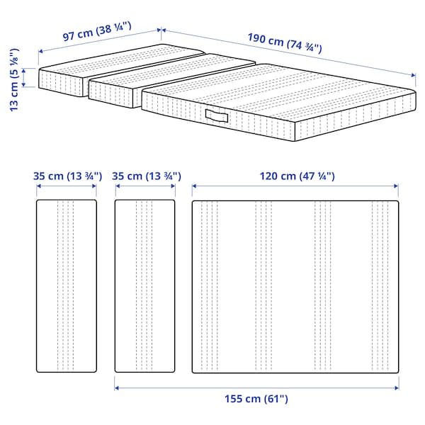 IKEA ÖMSINT Pocket spring mattress f/extend bed, 38 1/4x74 3/4 in, Ikea Ireland | 3598QNCDB