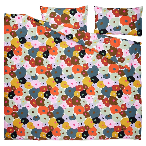 IKEA MURREVA duvet cover and pillowcase(s), King Multicolor / Floral Pattern, Ikea Ireland | 0612VIKAO