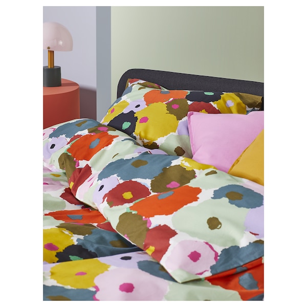 IKEA MURREVA duvet cover and pillowcase(s), King Multicolor / Floral Pattern, Ikea Ireland | 0612VIKAO