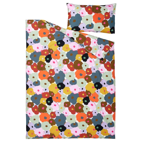 IKEA MURREVA duvet cover and pillowcase(s), Twin Multicolor / Floral Pattern, Ikea Ireland | 5972GYBPD