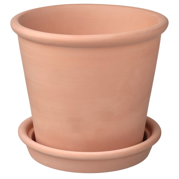 IKEA MUSKOTBLOMMA plant pot with saucer, indoor/outdoor terracotta, 7 ½ in, Ikea Ireland | 7638LQTXW