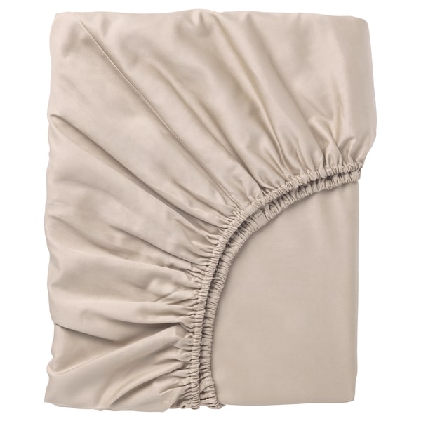 IKEA NATTJASMIN fitted sheet, Full/Double Light Beige, Ikea Ireland | 2398PYOFJ