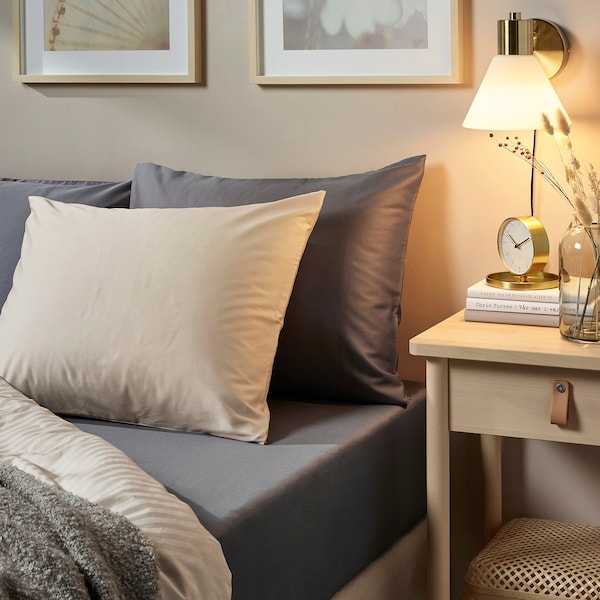IKEA NATTJASMIN fitted sheet, King Dark Gray, Ikea Ireland | 8724SRYIP