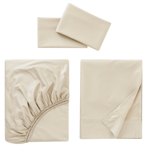 IKEA NATTJASMIN sheet set, King Light Beige, Ikea Ireland | 4892FZNOK