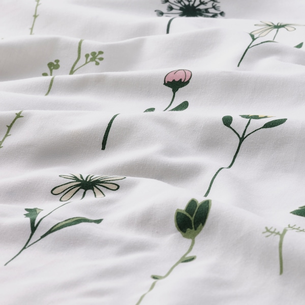 IKEA NATTSLÄNDA duvet cover and pillowcase(s), floral pattern, Twin Multicolor, Ikea Ireland | 0274VDJNA