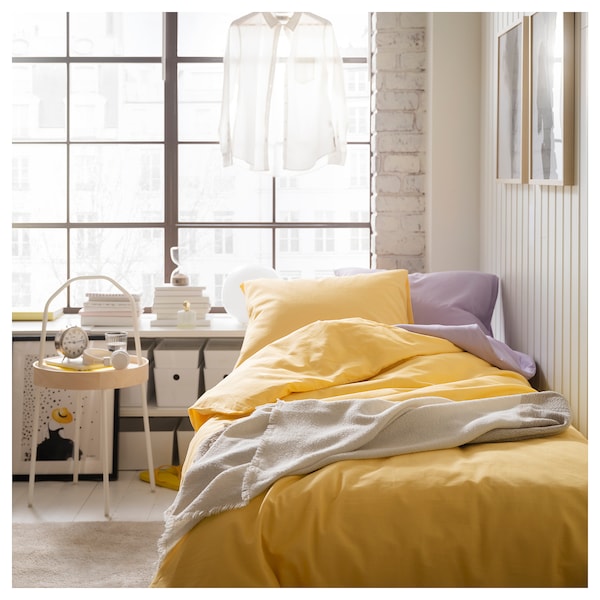 IKEA NATTSVÄRMARE duvet cover and pillowcase(s), Full/Queen (Double/Queen) Yellow, Ikea Ireland | 4827FSUOX