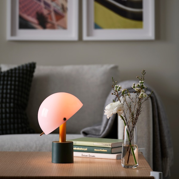 IKEA NÖDMAST LED portable lamp, battery operated, light pink/dark gray-green, 10 ¼ in, Ikea Ireland | 2659HDOYG